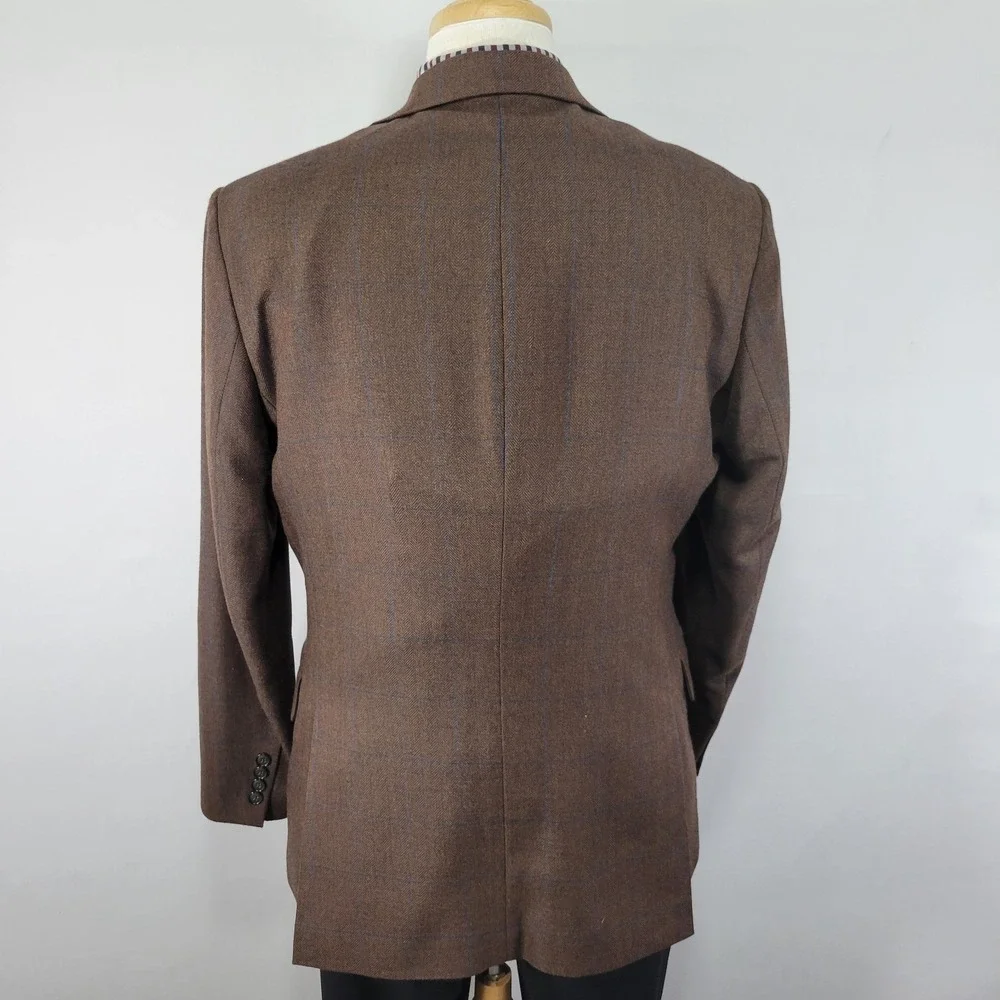 Stafford Men's Sport Coat Blazer Two Button Brown‎ Herringbone Plaid Classic 42R